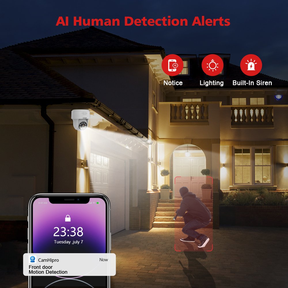 Outdoor WiFi Dome PTZ Camera 270 Degree Horizon, Vertical 90 Degree 5MP 2MP Humanoid Detection Wireless CCTV Color Night Vision