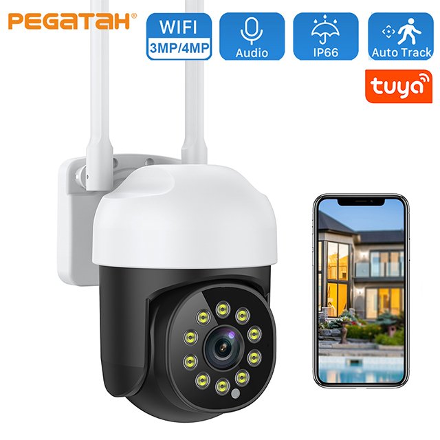3MP 4MP Tuya Wifi PTZ IP Camera HD Outdoor 4X Digital Zoom AI Detect Night Vision P2P Security CCTV Cameras Full Color