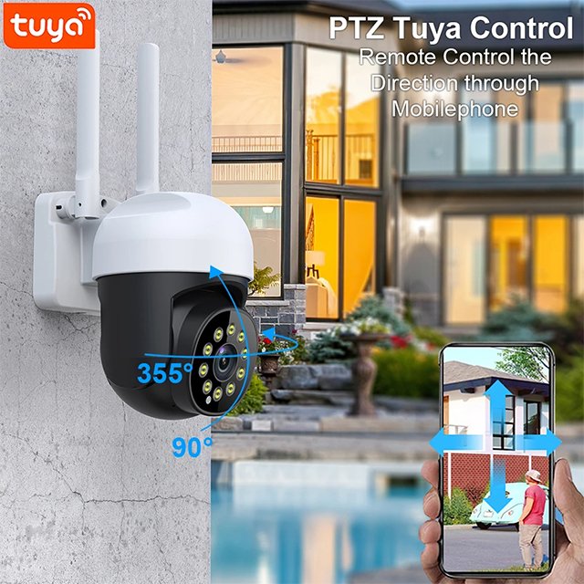 3MP 4MP Tuya Wifi PTZ IP Camera HD Outdoor 4X Digital Zoom AI Detect Night Vision P2P Security CCTV Cameras Full Color