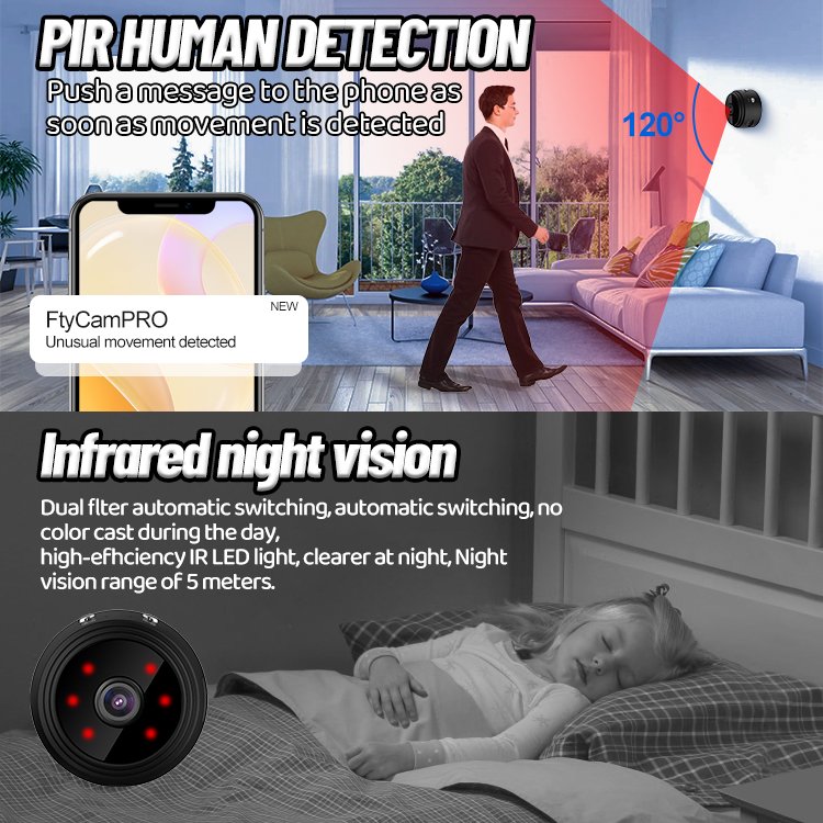 App. ftycampro Wireless IP 1080P HD Mini Camcorder IR Night Vision Motion Detection Video Surveillance Wifi A9 Mini Camera