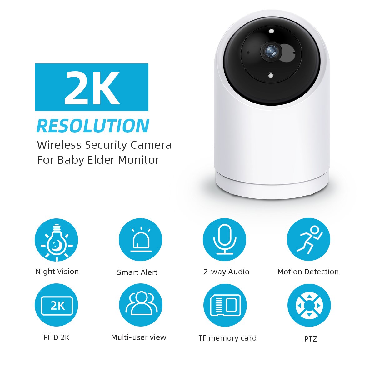 High quality two-way audio wifi camera 2MP FHD baby monitor ip camera for home 7 days free cloud storage