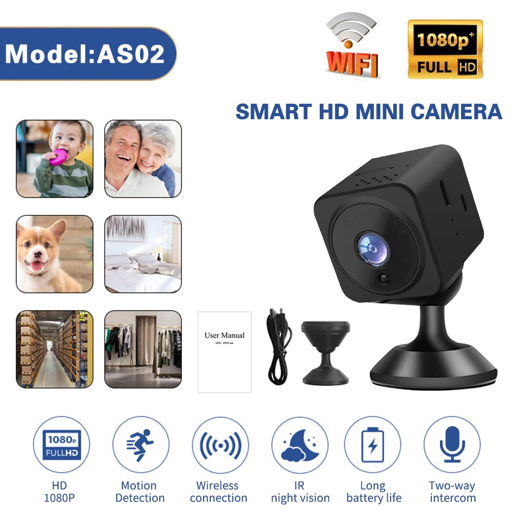 AS02 Super Mini Video Camera Home camera WiFi HD 1080P DV DVR Sports Cam Portable Camcorder Recorder