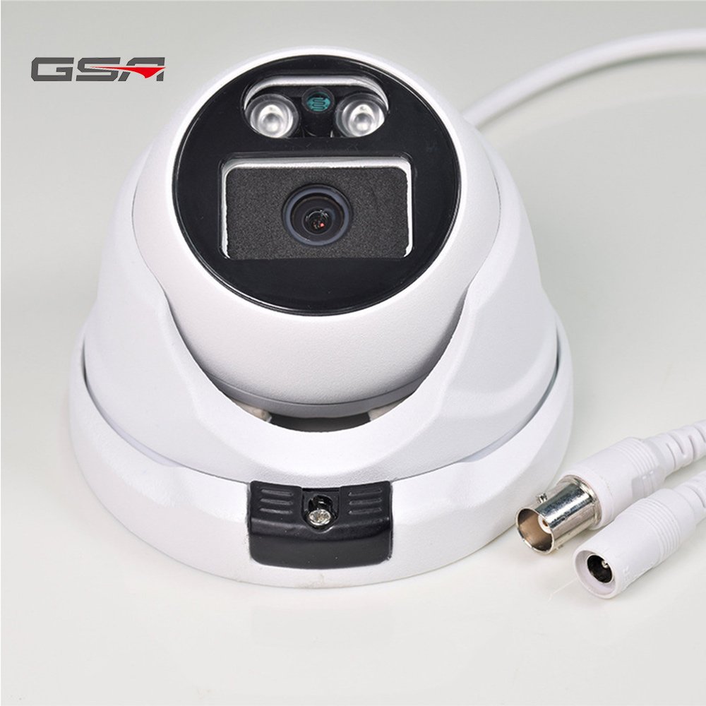 GSA AHD TVI Coaxial Audio 4in1 Security CCTV Camera HD Metal Dome IP66 Warm white light Full Color Camera