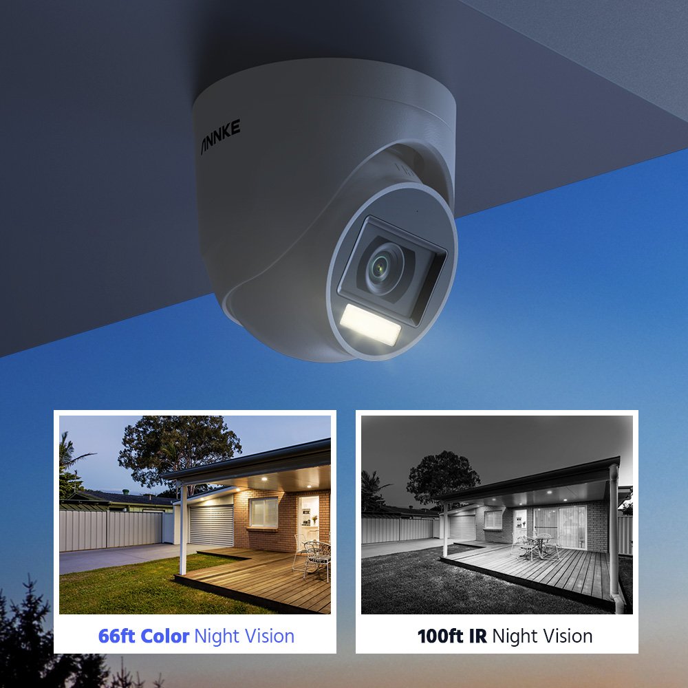 ANNKE 2MP Dual Light Indoor/Outdoor Security Camera with Audio - TVI HD, 1080p CCTV Camera with IP67 Weatherproof Rating