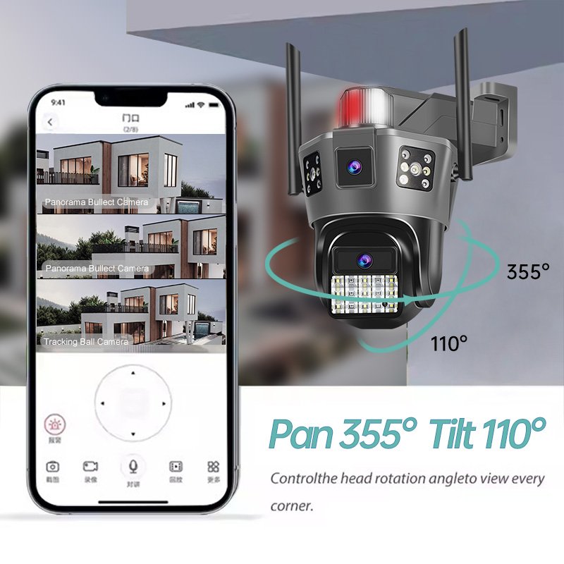 Wistino outdoor dual lens 4G camera AI automatic tracking two way voice smart wireless Wifi security camera