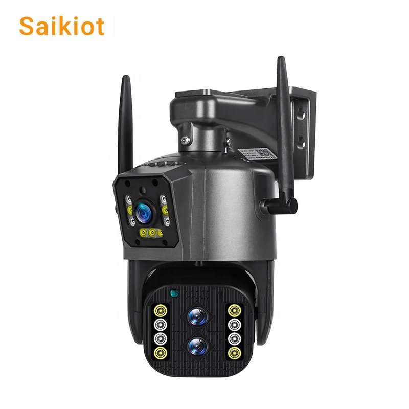Saikiot WiFi Outdoor Security Camera Double Lens HD 4K UHD Wireless PTZ Auto Tracking Full Color Night Vision IP camera