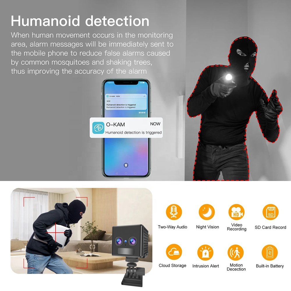 5mp 4G Mini Wireless Camera Built in 3000mah IR Night Vision 6 Zoom PIR Motion Detection Baby Monitor Network Cam OKam app