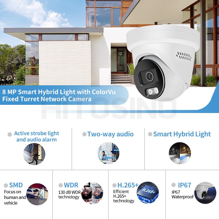 HIK DS-2CD2387G2H-LISU/SL 4MP 8MP Smart Hybrid Dual Light Full Color Two Way Audio Fixed Turret Network Camera