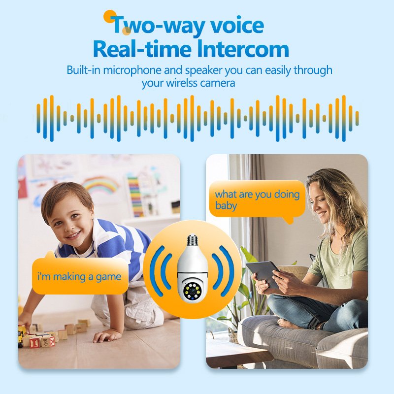 Wide Angle Night Vision Two Way Audio bulb Camera Memory Card Data Storage Options Indoor Security CMOS Sensor Network Camera