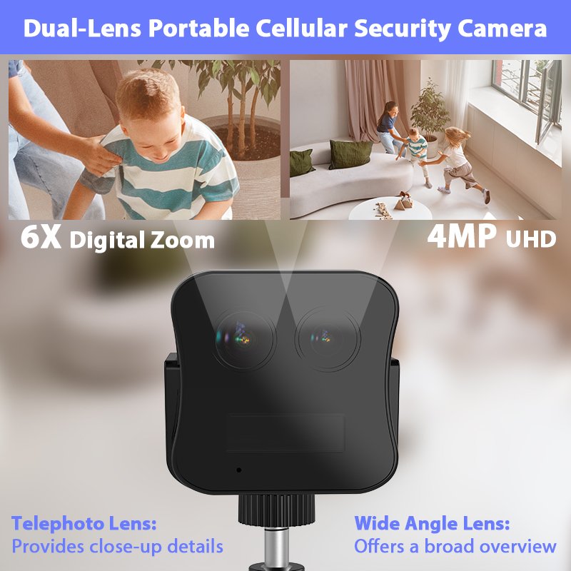 Mini Long and Short Focus Dual Lens Camera 4mp 1080P Wireless Sensor Home Security Camera 2400mah HD PR Compact DV mini Camera