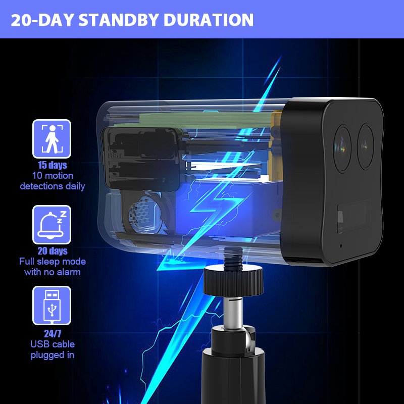 Mini Long and Short Focus Dual Lens Camera 4mp 1080P Wireless Sensor Home Security Camera 2400mah HD PR Compact DV mini Camera