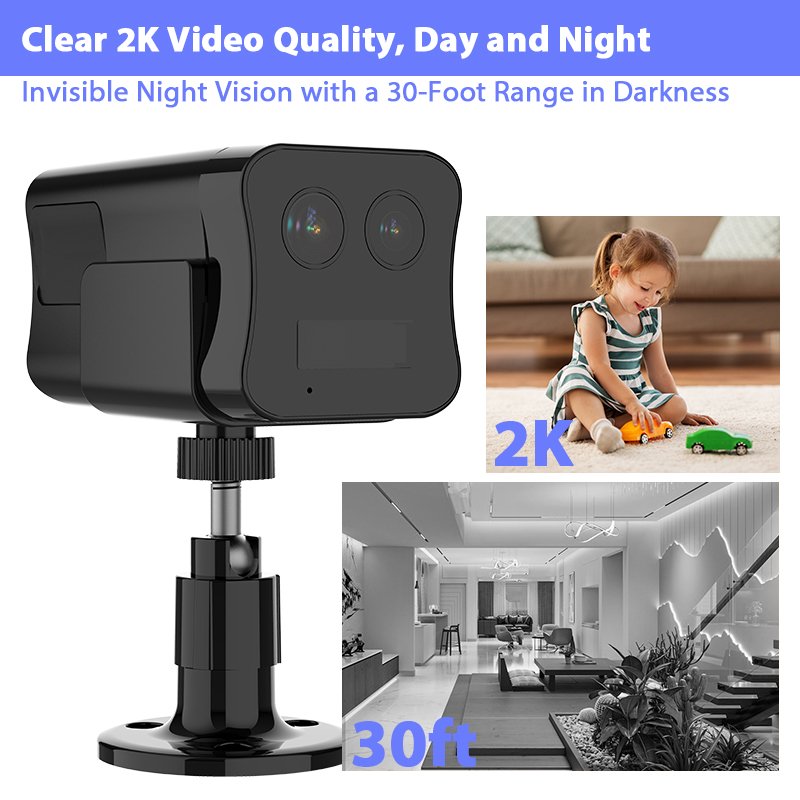 Mini Long and Short Focus Dual Lens Camera 4mp 1080P Wireless Sensor Home Security Camera 2400mah HD PR Compact DV mini Camera
