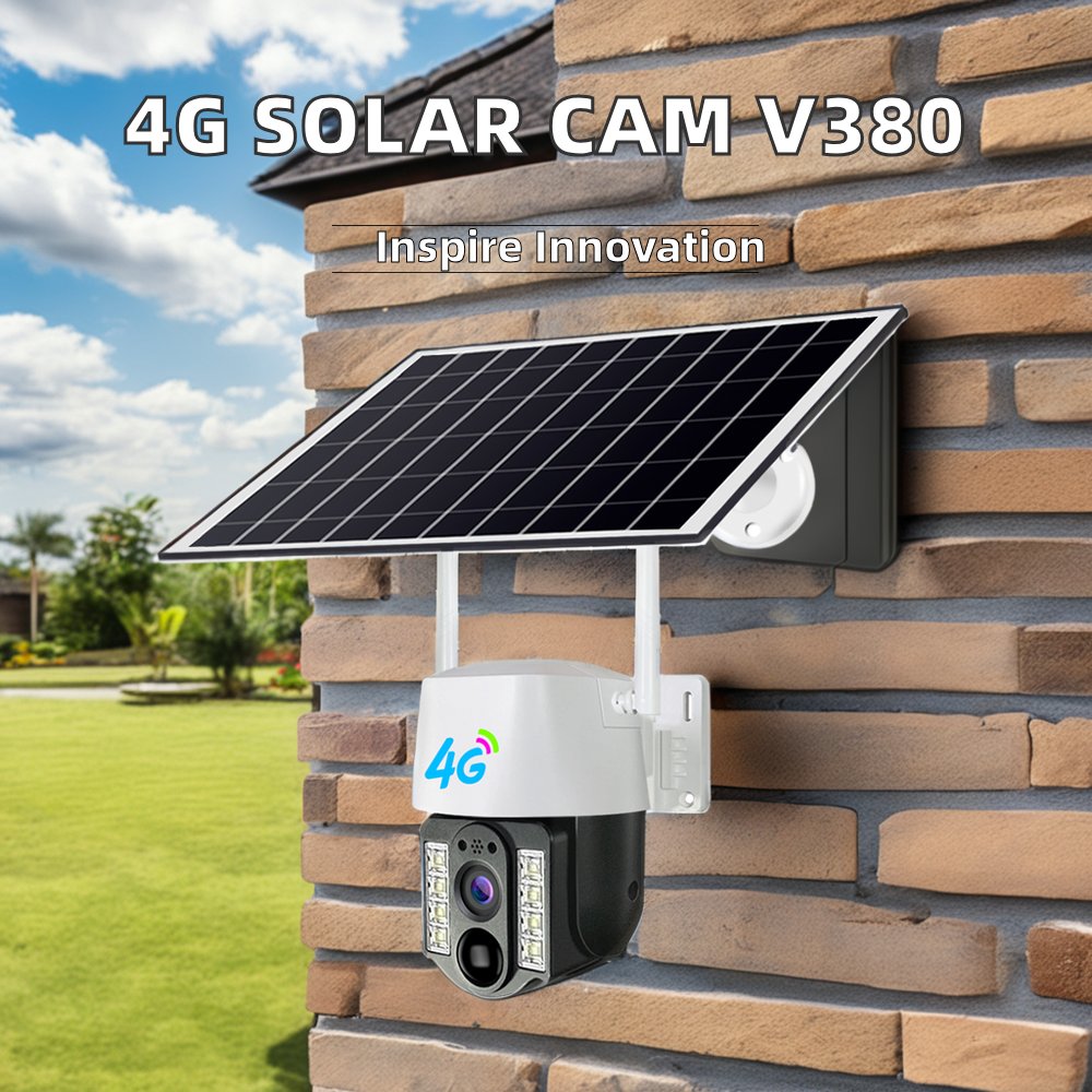 Yida 5MP V380 Wireless Solar Network Dome Camera Security Night Vision 4G Cloud Data Powered Battery Secure CCTV Camera