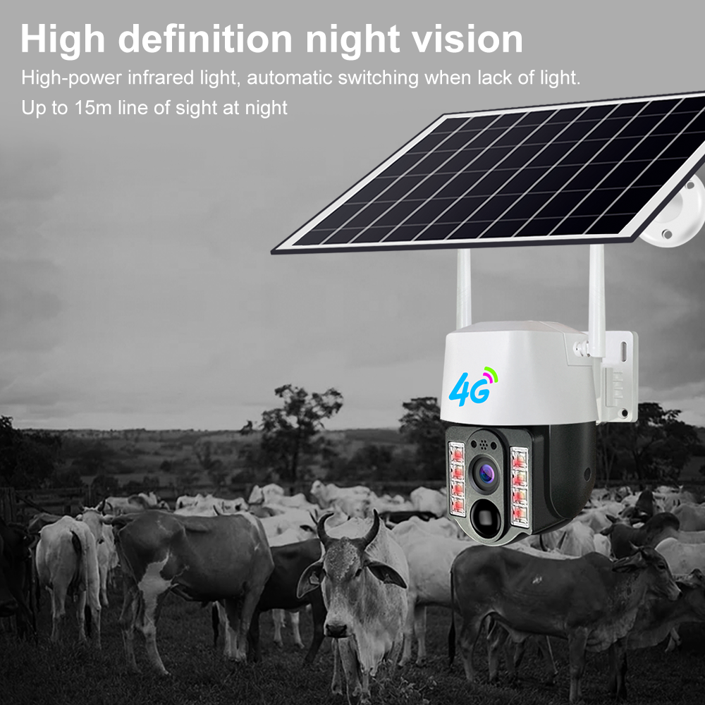 Yida 5MP V380 Wireless Solar Network Dome Camera Security Night Vision 4G Cloud Data Powered Battery Secure CCTV Camera