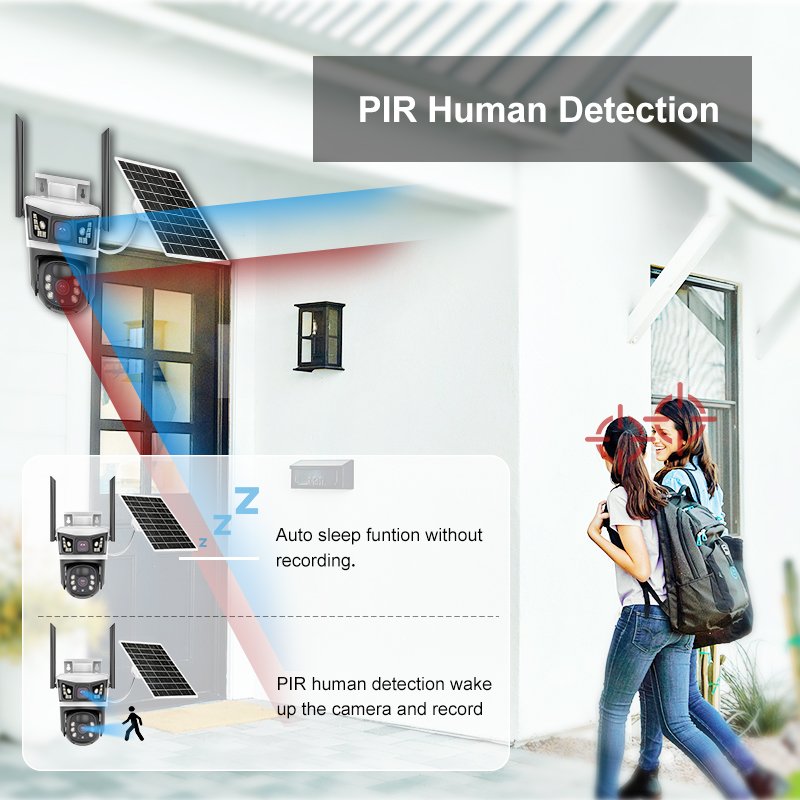 4G V380PRO solar camera outdoor SIM card solar wifi security PTZ Camera 4mP Wireless Battery Powered Network Camera with light