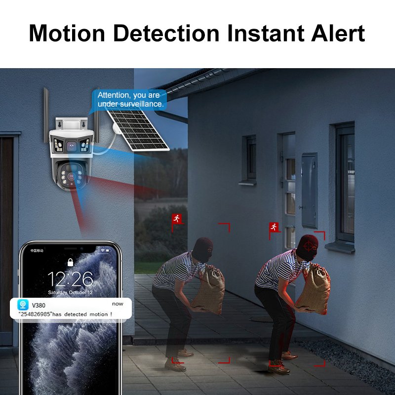 4G V380PRO solar camera outdoor SIM card solar wifi security PTZ Camera 4mP Wireless Battery Powered Network Camera with light