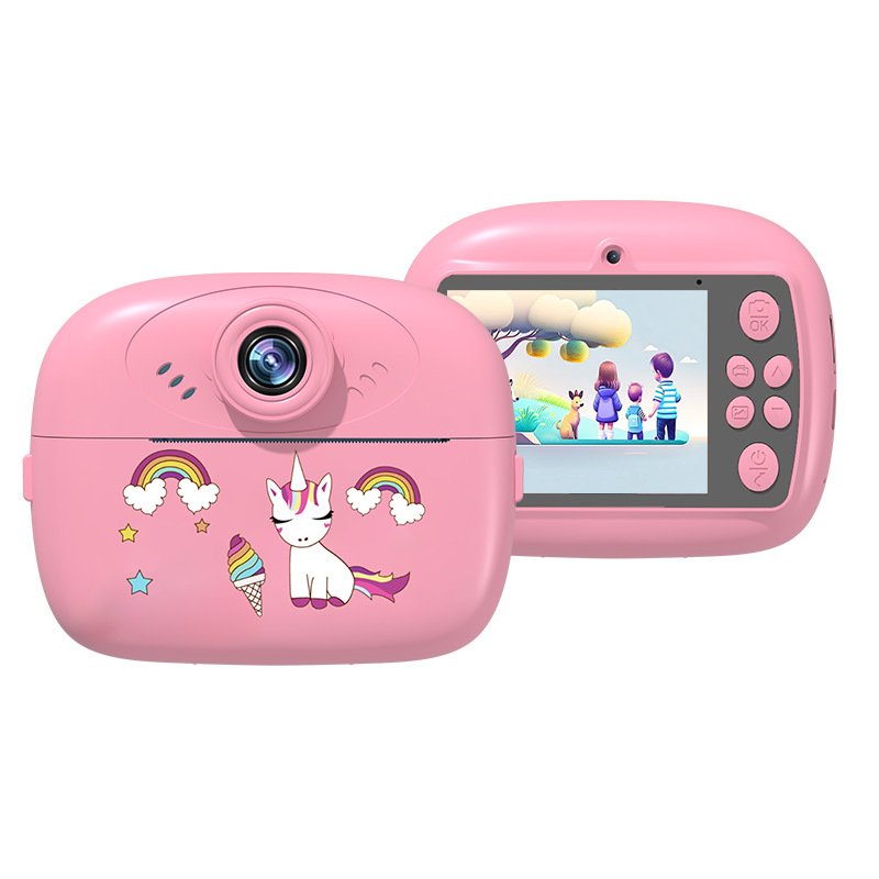 2.4 Inch IPS Screen Cartoon Cute Baby Camera Print Kids Camera Thermal Printer 1080P Selfie Instant Kids Print Camera