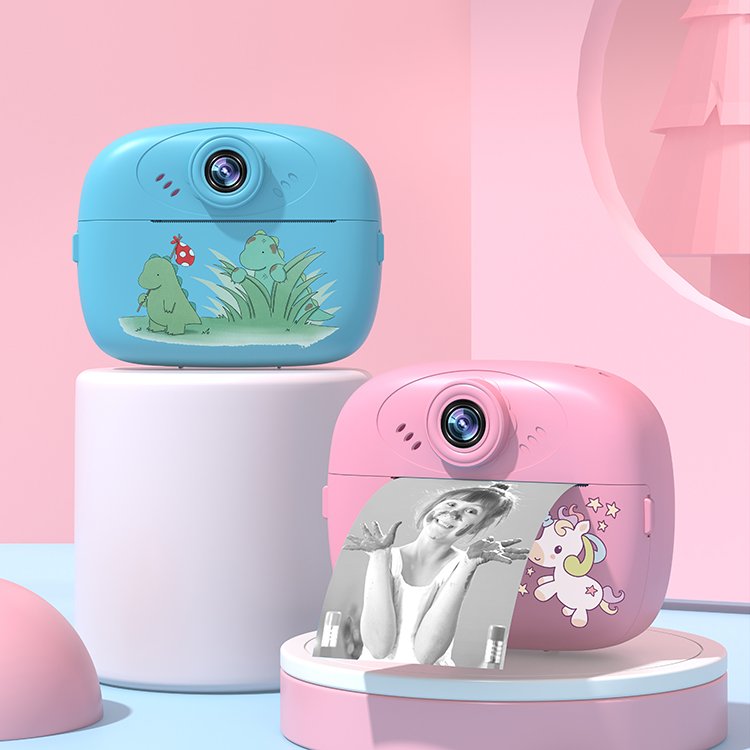2.4 Inch IPS Screen Cartoon Cute Baby Camera Print Kids Camera Thermal Printer 1080P Selfie Instant Kids Print Camera
