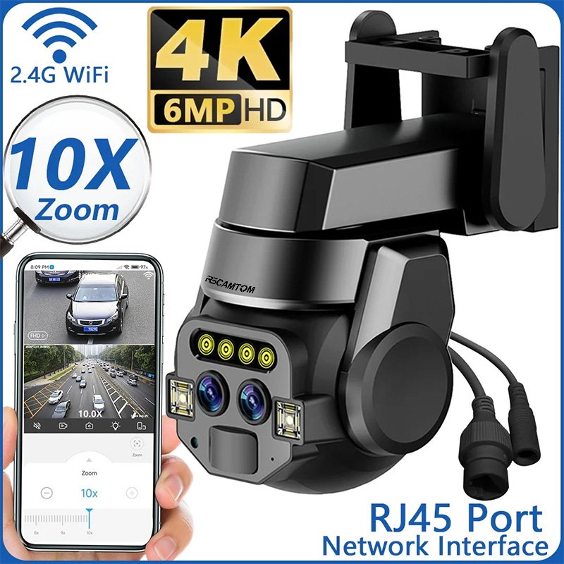 Rscamtom HD 10X zoom outdoor waterproof cctv camera color night vision motion detection network camera