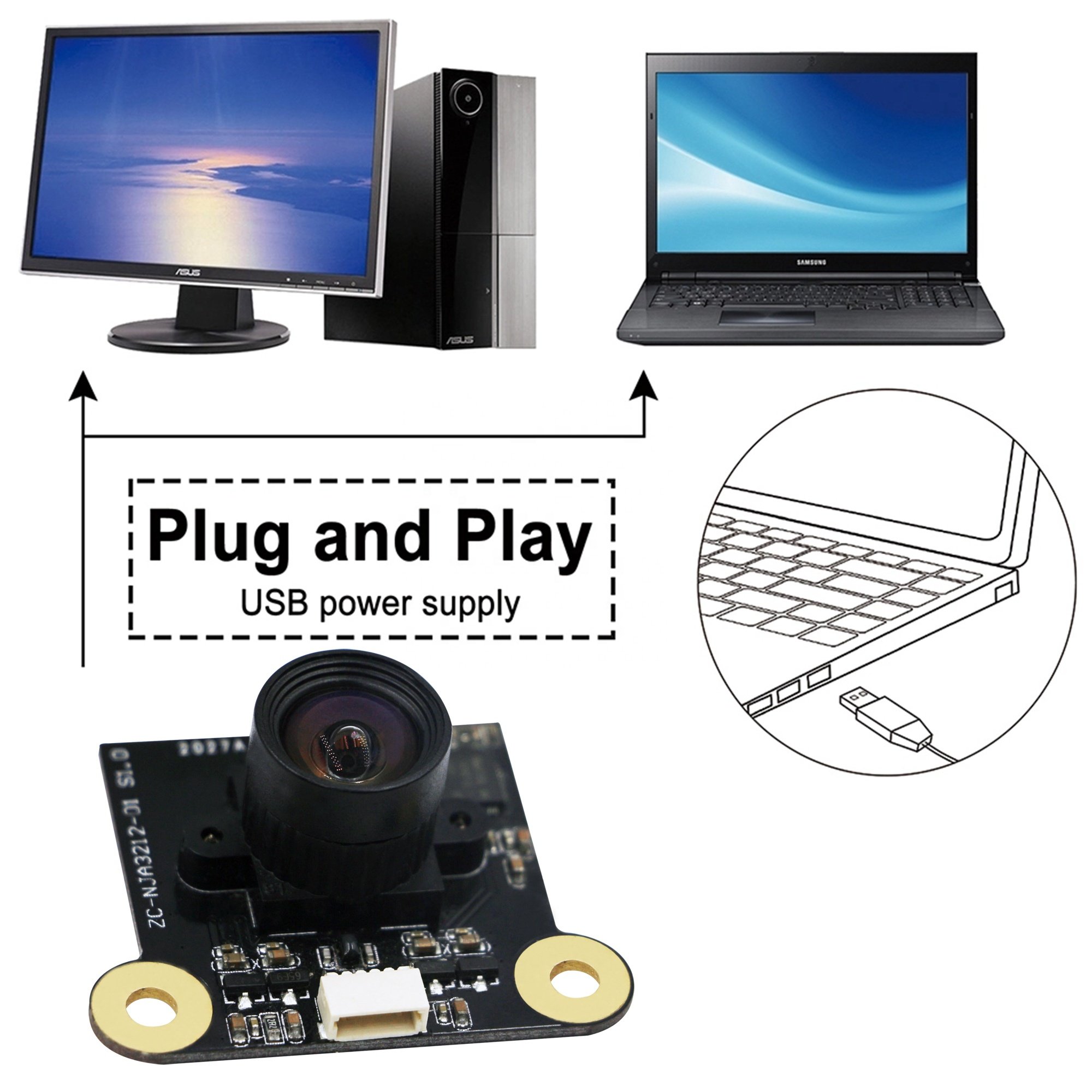 0.3MP 120fps High Speed Dynamic Capture Eye Tracker Iris Recognition GC0308 Module 30W Pixel USB UVC Drive Free Camera Module
