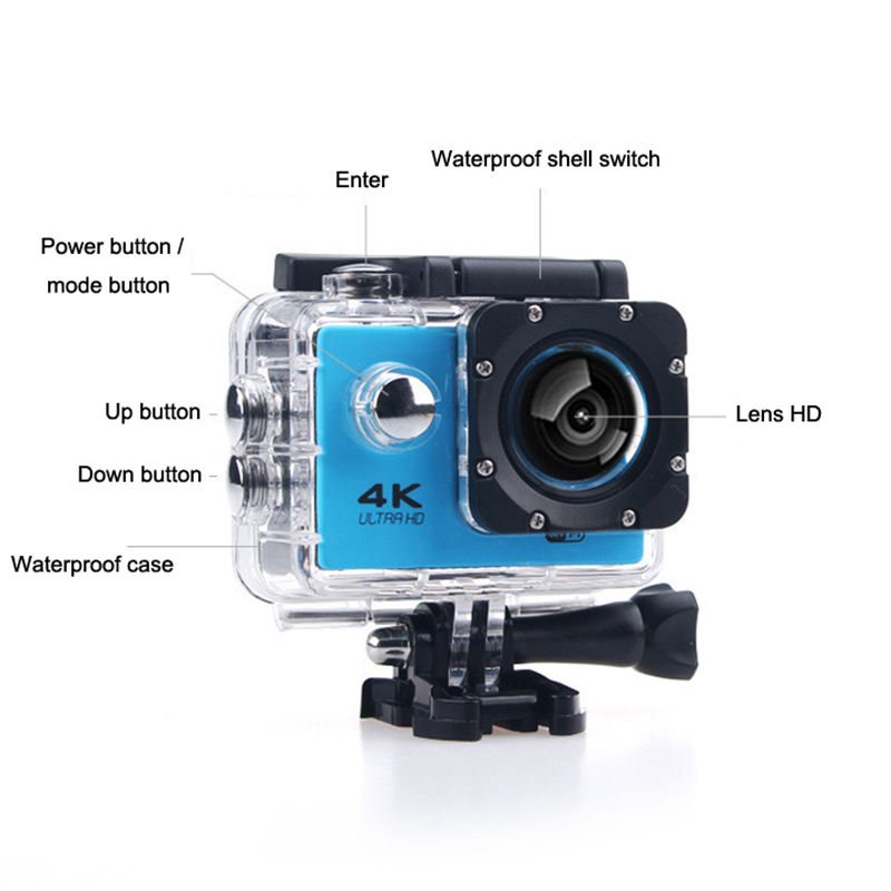 Mini Sport Cam 4K Ultra HD Action Camera 2.0 inch Screen WiFi Remote Control Underwater Waterproof Helmet Video Recording Camera