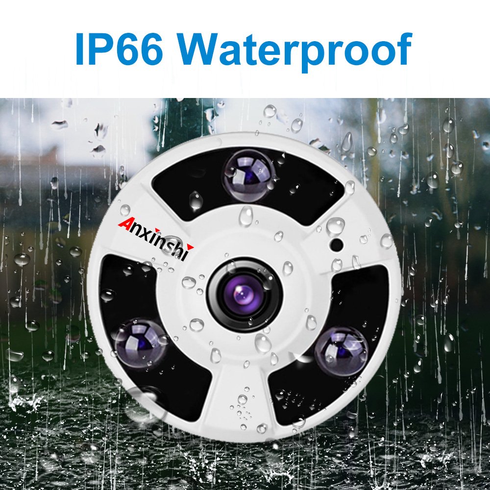 Anxinshi 4K 8.0MP Ultra HD IR 360 Degree Fisheye Lens CCTV Camera 8MP Metal Housing 1.55mm Fisheye Lens Security Camera