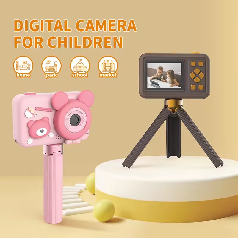 D32 New Detachable Selfie Stick With Handle 2.0 Inch Ips Screen 26m 1080p Cartoon Kid Toy Kids Digital Video Children Camera