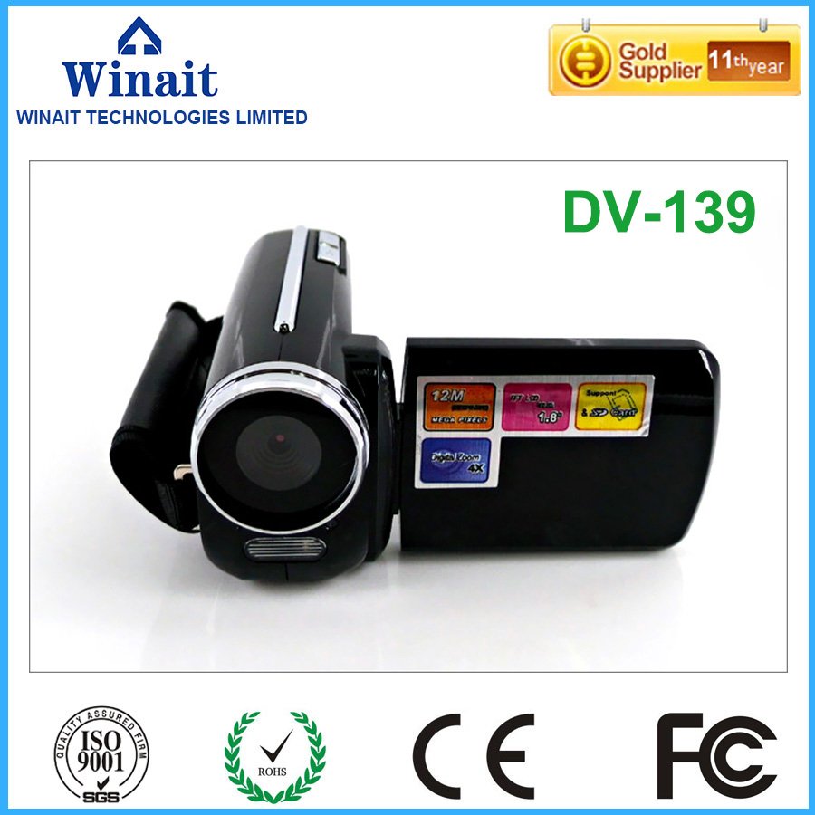 Mini hd digital video camera with 1.8'' TFT display 4X Digital zoom 12.0 mega max digital cameraSupport various languages DV-139