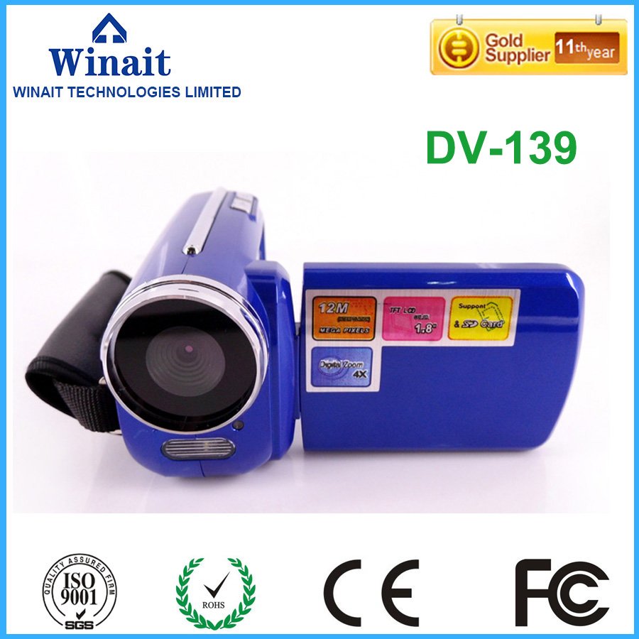 Mini hd digital video camera with 1.8'' TFT display 4X Digital zoom 12.0 mega max digital cameraSupport various languages DV-139