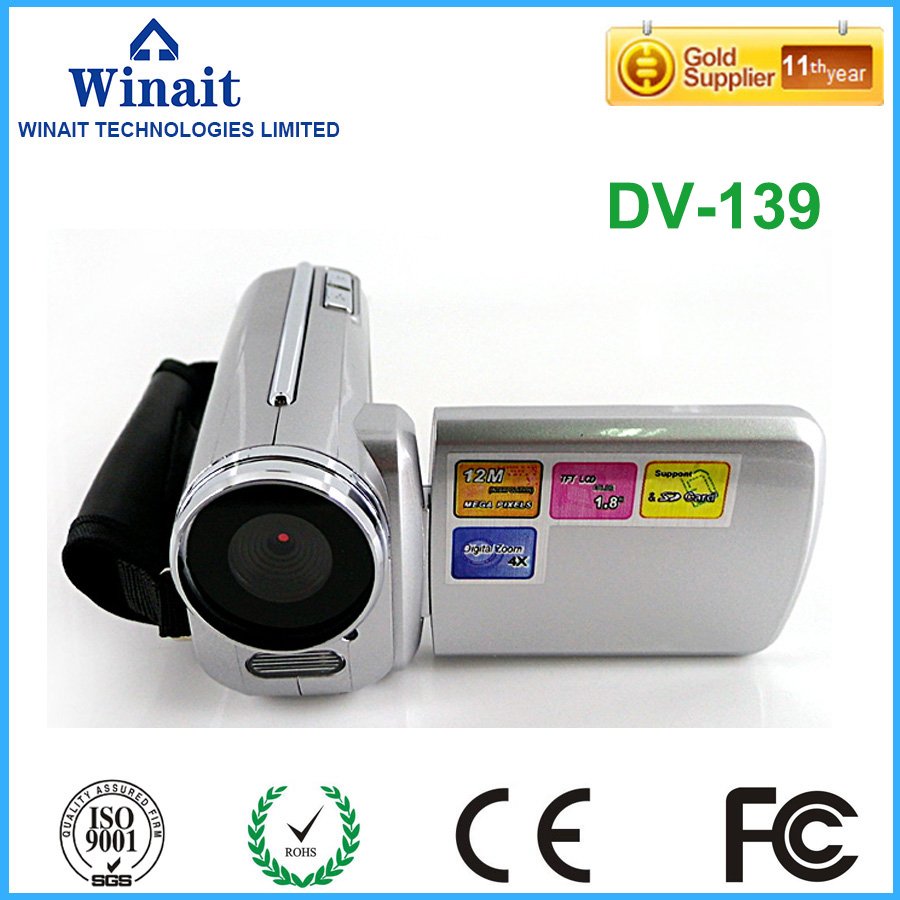 Mini hd digital video camera with 1.8'' TFT display 4X Digital zoom 12.0 mega max digital cameraSupport various languages DV-139
