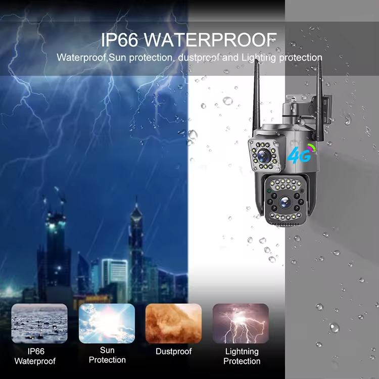 VASAFE Outdoor Waterproof 4MP 4G WIFI CCTV Wireless Camera IP Security Human Auto Tracking Dual Lens Bullet PTZ Camera