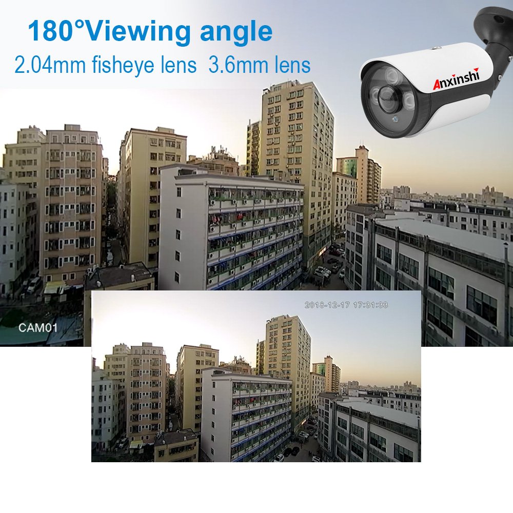 Anxinshi 5.0MP 4In1 Fisheye Bullet Camera AHD TVI CVI CVBS Output camera 180 viewing angle analog cctv camera