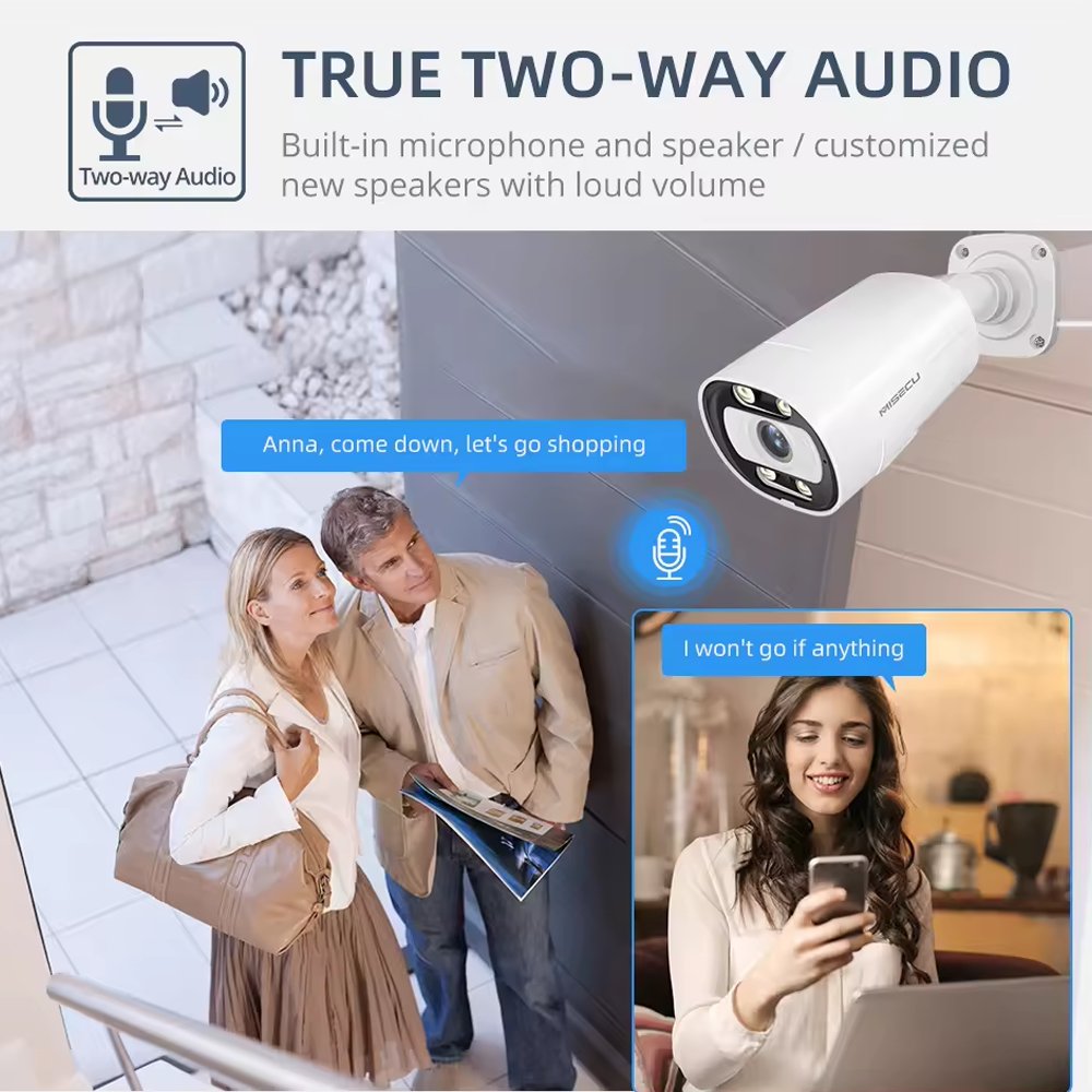 5MP POE Turret Office Building Network Camera AI-Powered Smart Tracking 360 Pan Tilt Built-In Siren 1-Year Warranty NVR Storage