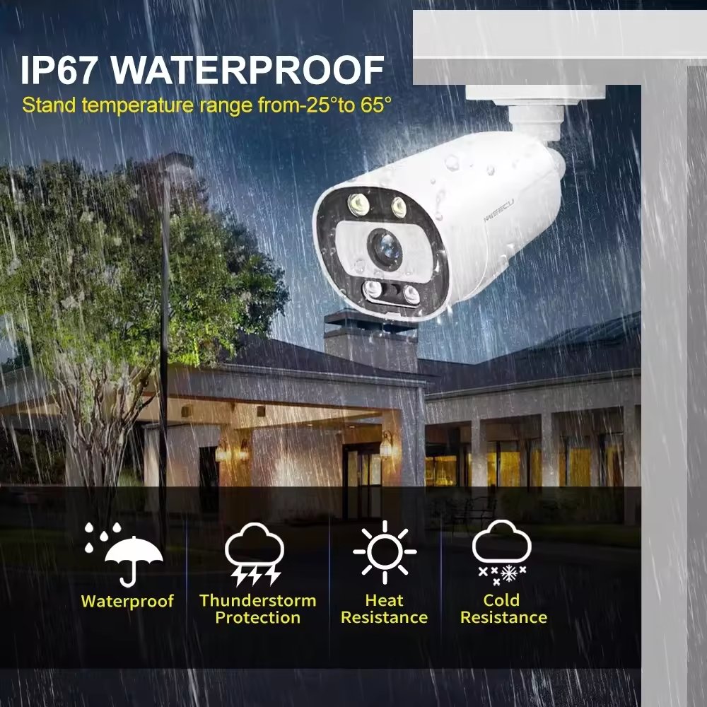 5MP POE Turret Office Building Network Camera AI-Powered Smart Tracking 360 Pan Tilt Built-In Siren 1-Year Warranty NVR Storage