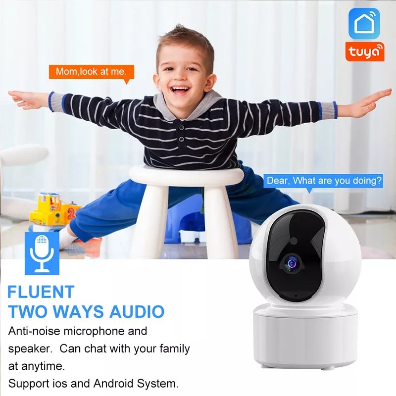 Baby Monitor Camera 3MP Tuya Security Home Cctv Wifi Night Vision Auto Tracking H.265 Ptz IP Network Camera