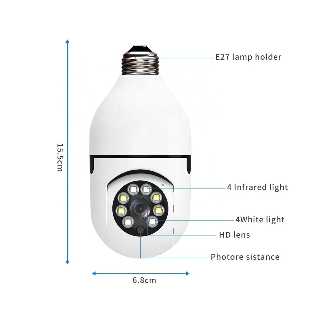 Factory 1080P HD Home Smart Wireless Surveillance Light Bulb Camera Wifi IP Camera P2P Wireless 360 Degree PTZ Light Blub Camera