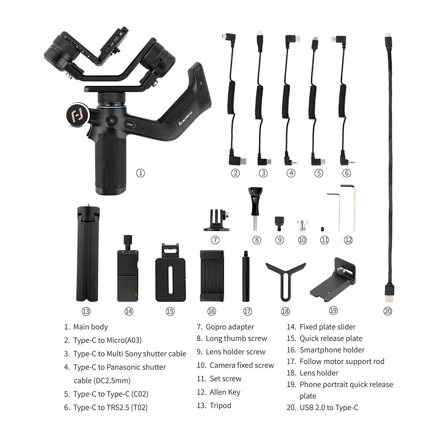 FeiyuTech Scorp Mini 3-Axis All in One Mobile Phone Mirrorless Sport Cameras Gimbal Stabilizer