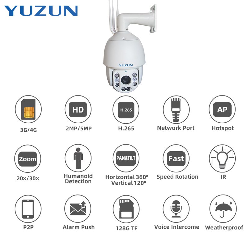 20X 30X Optical Zoom 2MP 5MP 4G Camera Auto Tracking Face Detection Human Detection Outdoor Sim Card 4G Camera