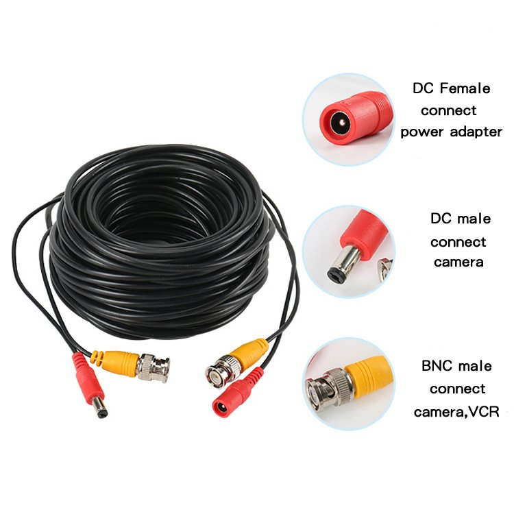 Cantell Cheap analog BNC to DC video camera cable(Not 1080P) AHD CVI TVI 2MP BNC and dc video and power cable for cctv camera
