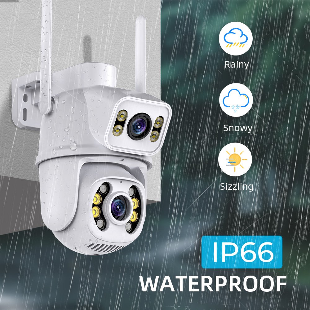 ICsee Network Camera Outdoor Dual Lens Wireless IP CCTV Wifi Dual Ball Machine Camera Dual Lens Ptz Camera