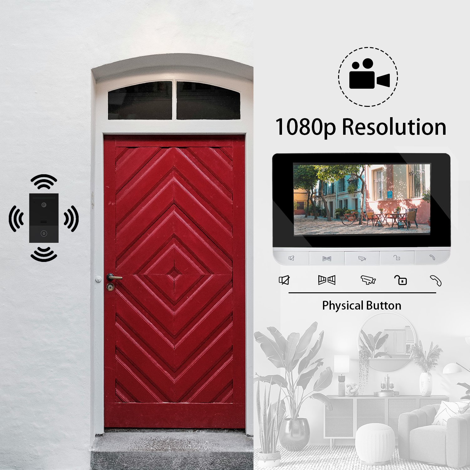 Portable 2 wire audio intercom point to point transfer indoor unit door phone 2 way audio video door phone interfone doorbell