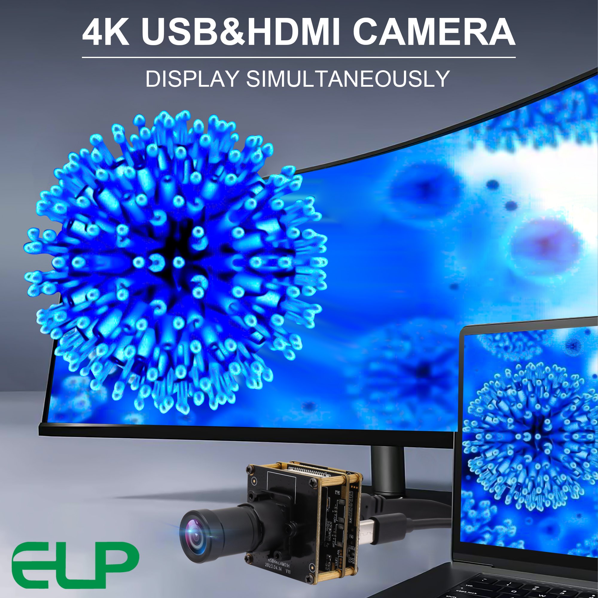 ELP IMX415 Camera 4K 3840X2160 30fps 4mm Black Light Lens Day and Night Vision USB Camera Module for Security