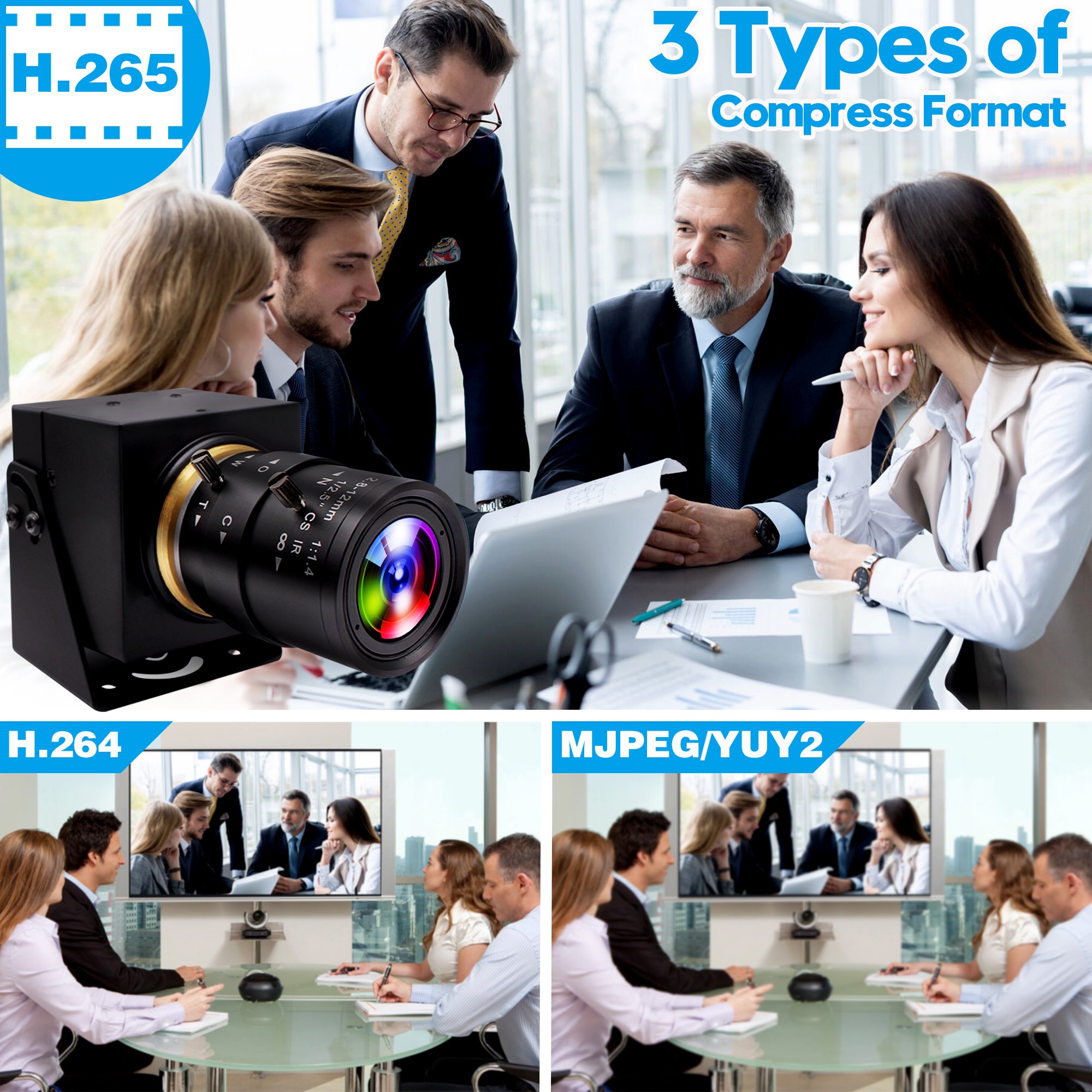 ELP IMX415 Camera 4K 3840X2160 30fps 4mm Black Light Lens Day and Night Vision USB Camera Module for Security