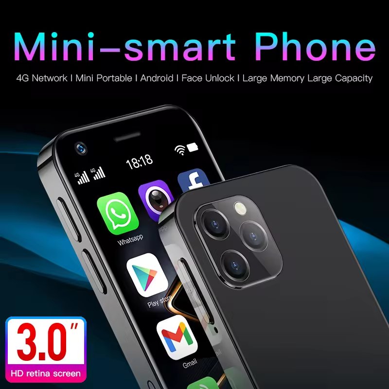 Mini LTE 4GB+128GB 4Inch Display Quad Core Android 10 Original 5MP Camera Dual SIM Small Phone SO YES XS16 4G Phone Smartphone