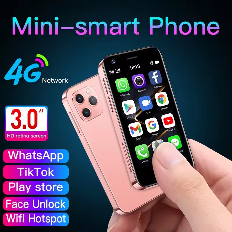 Mini LTE 4GB+128GB 4Inch Display Quad Core Android 10 Original 5MP Camera Dual SIM Small Phone SO YES XS16 4G Phone Smartphone