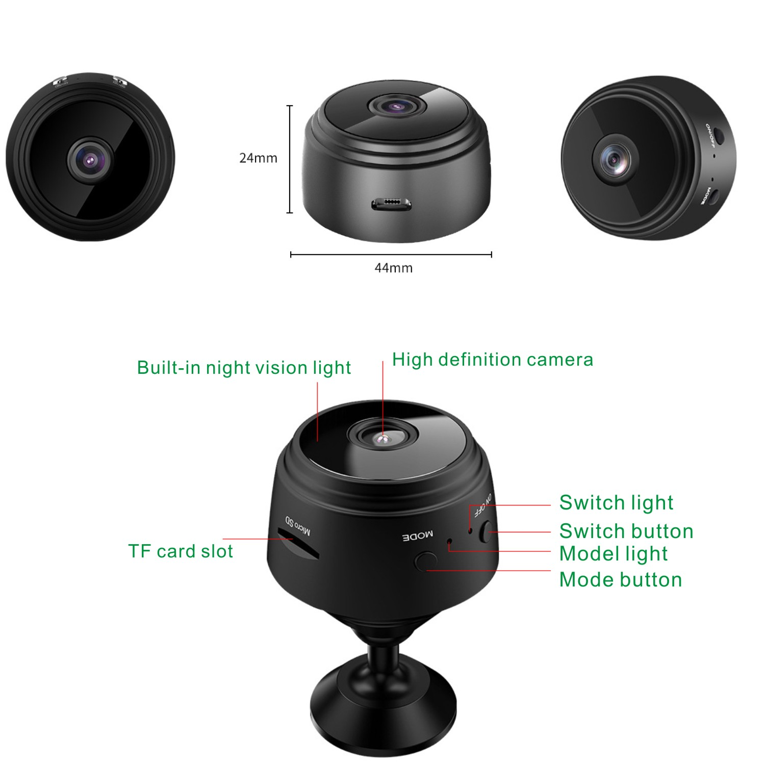 Wistino indoor high definition wireless wifi camera 450mAh night vision 365cam a9 mini wifi camera