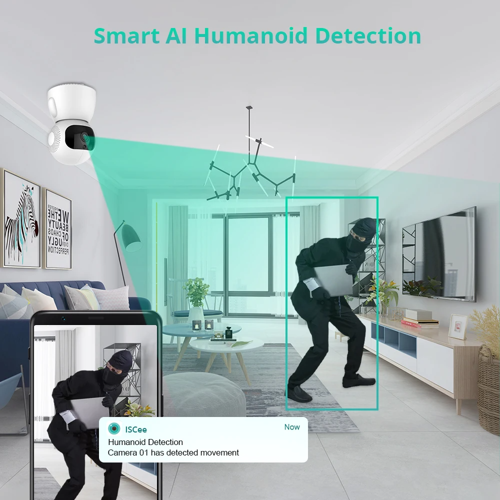 ICSEE 3MP WiFi IP Camera 1080P HD Dual lens Wireless Baby Monitor Indoor Security Surveillance PTZ Network Cameras