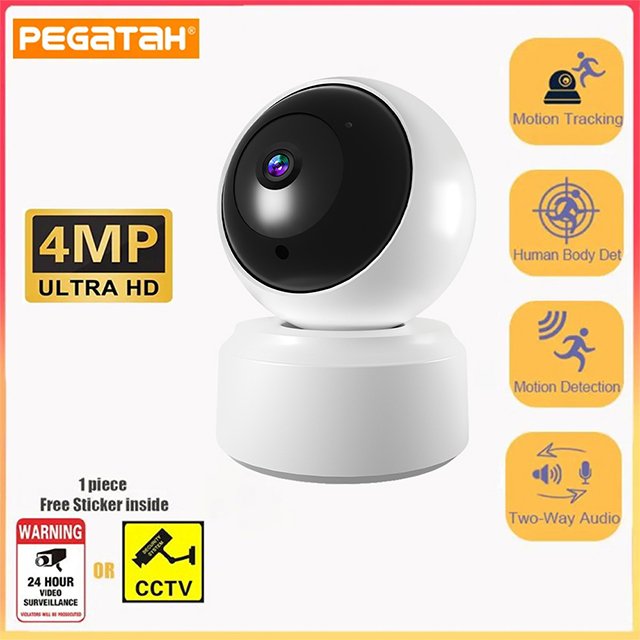 2024 New 4MP IP Network Camera with 2.4Ghz WiFi AI Humanoid Detection Two-Way Audio PTZ Baby Monitor Area Alarm NVR