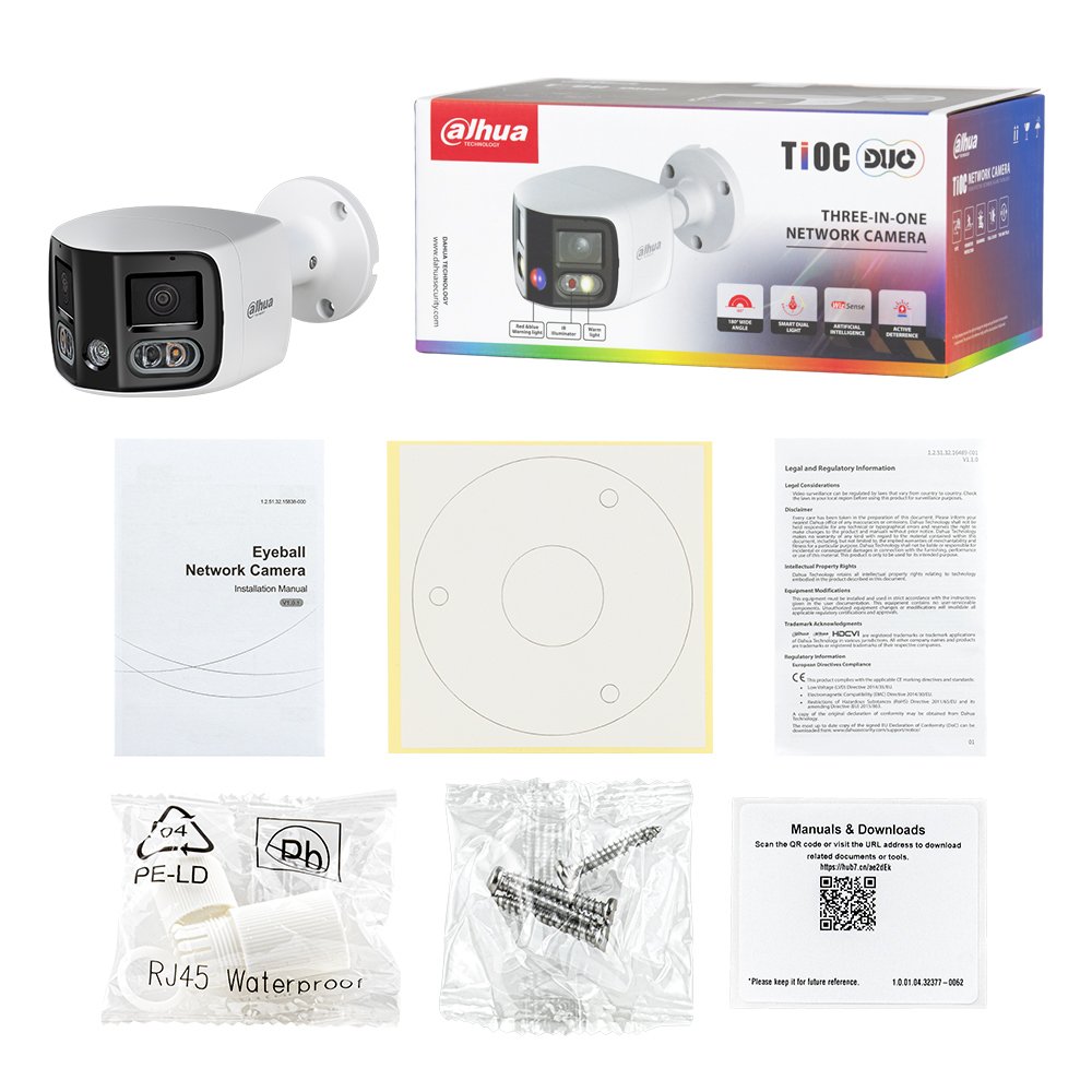 Dahua camera 2x4MP TiOC Duo Splicing Fixed focal WizSense Bullet Poe Ip Camera IPC-PFW3849S-A180-AS-PV Network Camera