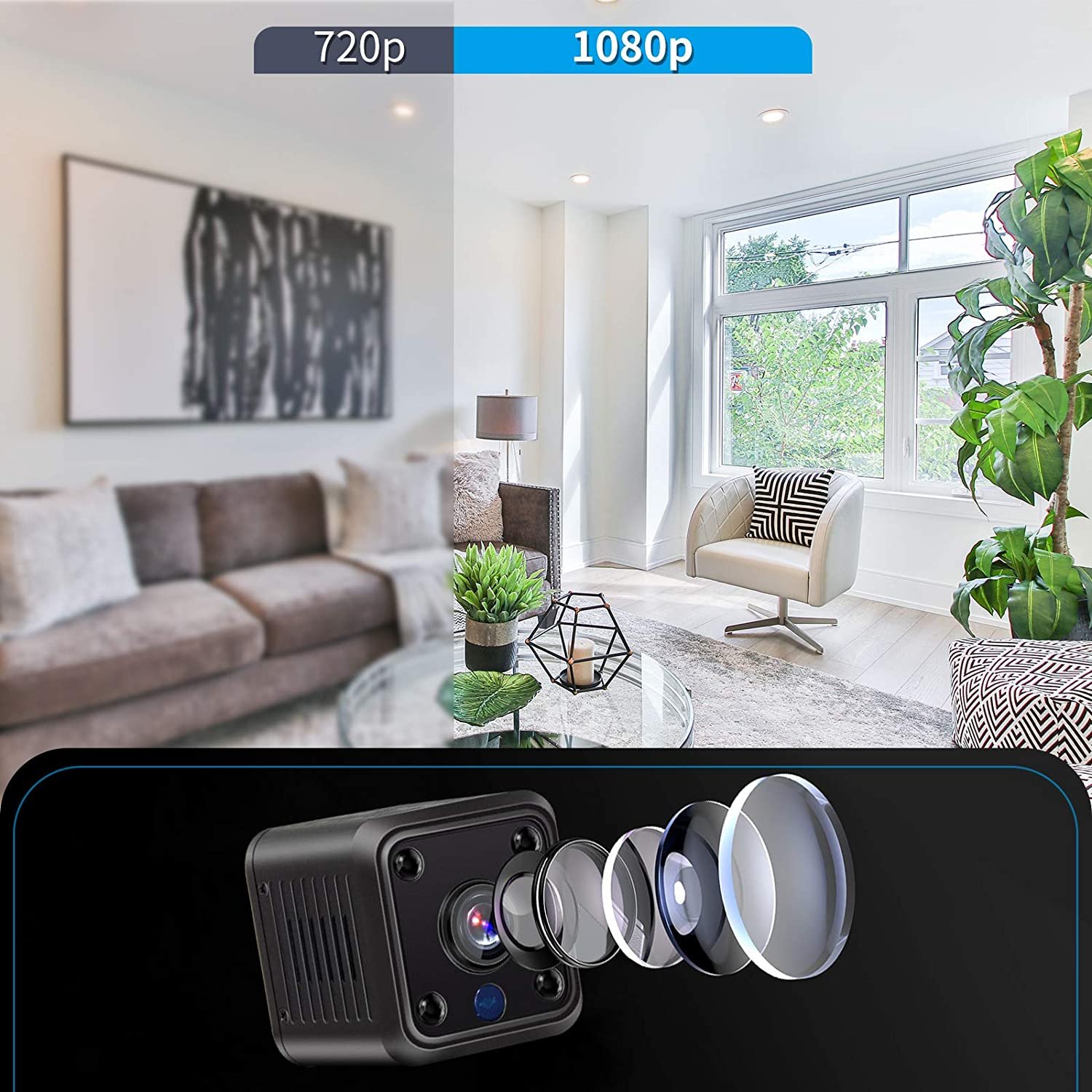 Magnetic Battery Powered Mini Wifi Smart Home IP Wireless Security Camera